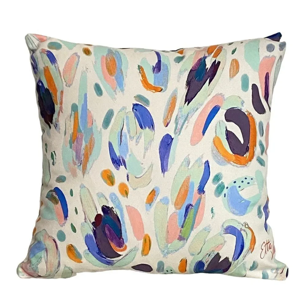 ETTA‎ VEE - COLORFUL ABSTRACT PATTERN PILLOW - 18” x 18” - EXCELLENT CONDITION